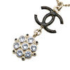 Chanel Gold Plated Enamel CC and Rhinestones Flower Pendant Necklace Secondhand