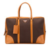 Secondhand Prada Cinghiale Trimmed Canvas Canapa Travel Bag