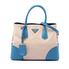 Prada Medium Saffiano Cuir Trimmed Canvas Double Satchel Secondhand