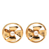 Chanel CC Gold Plated Faux Pearl Pinwheel Ribbon Clip On Earrings Secondhand