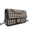 Chanel CC Woven Lambskin and Viscose Houndstooth Single Flap Secondhand