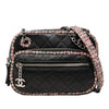 Chanel CC Quilted Lambskin Tweed Elegant Trim Front Zip Camera Bag Secondhand