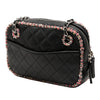 Chanel CC Quilted Lambskin Tweed Elegant Trim Front Zip Camera Bag Secondhand