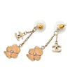 Chanel CC Gold Plated Enamel Camellia Drop Push Back Earrings Secondhand