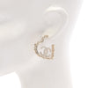 Secondhand Chanel CC Gold Plated Rhinestones Heart Hoop Earrings