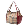 Burberry Small Leather Trimmed Haymarket Check Coated Canvas Canterbury Tote Secondhand