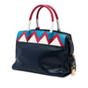 Prada Medium Saffiano Trimmed City Calf Greca Esplanade Satchel Secondhand