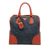 Prada Saffiano Trimmed Denim Open Convertible Tote Secondhand