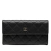 Secondhand Chanel CC Quilted Caviar Flap Long Wallet