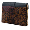 Saint Laurent Chevron Calfskin and Leopard Printed Calf Hair Classic Monogram Envelope Crossbody Secondhand