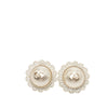 Chanel CC Gold Plated Faux Pearl Lace Push Back Earrings Secondhand
