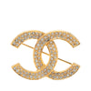Chanel CC Gold Plated Strass Brooch Secondhand