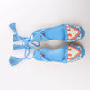 Secondhand Valentino Garavani Tassels Fringe Canvas & Leather Espadrilles Sandals in Blue, Size 37 EU
