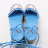 Secondhand Valentino Garavani Tassels Fringe Canvas & Leather Espadrilles Sandals in Blue, Size 37 EU