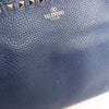 Valentino Garavani Rockstud Leather Shoulder Bag in Navy Blue Secondhand