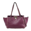 Valentino Garavani Rockstud Leather 2Way Handbag in Purple Secondhand