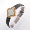 Secondhand Van Cleef & Arpels Alhambra WTYB02B3 136574 YG & Leather QZ Watch with Shell-Face HH5655