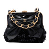 Chanel Tweed and Lambskin Sequin Bow Clutch With Chain Secondhand