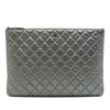 Chanel Large Quilted Metallic Lambskin O Case Clutch Secondhand