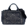 Prada Studded Denim Canapa Logo Satchel Secondhand