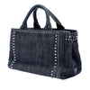 Prada Studded Denim Canapa Logo Satchel Secondhand