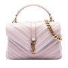 Saint Laurent Medium Calfskin and Suede Chevron Monogram College Satchel Secondhand