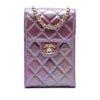 Chanel CC Quilted Iridescent Lambskin Phone Holder with Chain Secondhand
