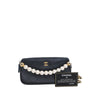 Chanel CC Quilted Goatskin Chic Pearls Double Zip Clutch With Chain Secondhand