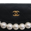 Chanel CC Quilted Goatskin Chic Pearls Double Zip Clutch With Chain Secondhand