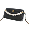 Chanel CC Quilted Goatskin Chic Pearls Double Zip Clutch With Chain Secondhand