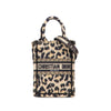 Secondhand Dior Mizza Mini Embroidered Canvas Leopard Vertical Book Tote
