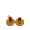 Chanel CC Gold Plated Sunburst Round Clip On Earrings Secondhand