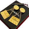 Chanel CC Gold Plated Classic Quilted Flap Medallion Clip On Earrings Secondhand