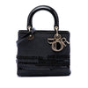 Secondhand Dior Medium Patent Trimmed Woven Canvas Lady Dior