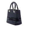 Secondhand Dior Medium Patent Trimmed Woven Canvas Lady Dior