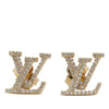 Louis Vuitton Gold Plated and Rhinestones LV Iconic Push Back Earrings Secondhand