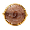 Chanel CC Gold Plated and Glass Round Ring Secondhand