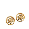 Chanel Gold Plated CC Round Star Clip On Earrings Secondhand