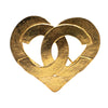 Chanel Gold Plated CC Heart Brooch Secondhand