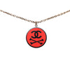 Chanel CC Gold Plated Resin Crossbones Round Pendant Necklace Secondhand