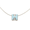 Hermès Palladium Plated Enamel Cage D H Pendant Necklace Secondhand
