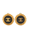 Chanel CC Gold Plated Enamel Round Clip On Earrings Secondhand