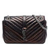 Saint Laurent Medium Chevron Metallic Crinkled Calfskin Punk Chain Bag Secondhand