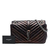 Saint Laurent Medium Chevron Metallic Crinkled Calfskin Punk Chain Bag Secondhand