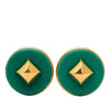 Hermès Gold Plated and Leather Medor Round Clip on Earrings Secondhand