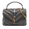 Saint Laurent Medium Calfskin and Suede Chevron Monogram College Satchel Secondhand
