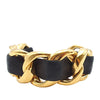Chanel Gold Plated Leather Woven Chain Cuff Bracelet Secondhand