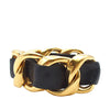 Chanel Gold Plated Leather Woven Chain Cuff Bracelet Secondhand