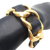 Chanel Gold Plated Leather Woven Chain Cuff Bracelet Secondhand