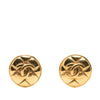 Chanel CC Gold Plated Quilted Round Clip On Earrings Secondhand